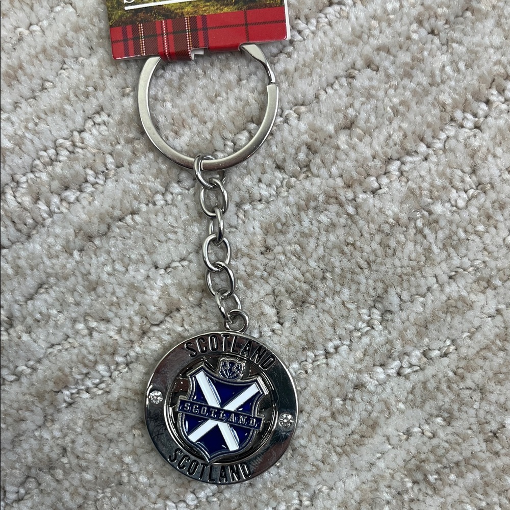 Scotland Saltire Flag Keychain Blue White Scottish Souvenir Key Ring
